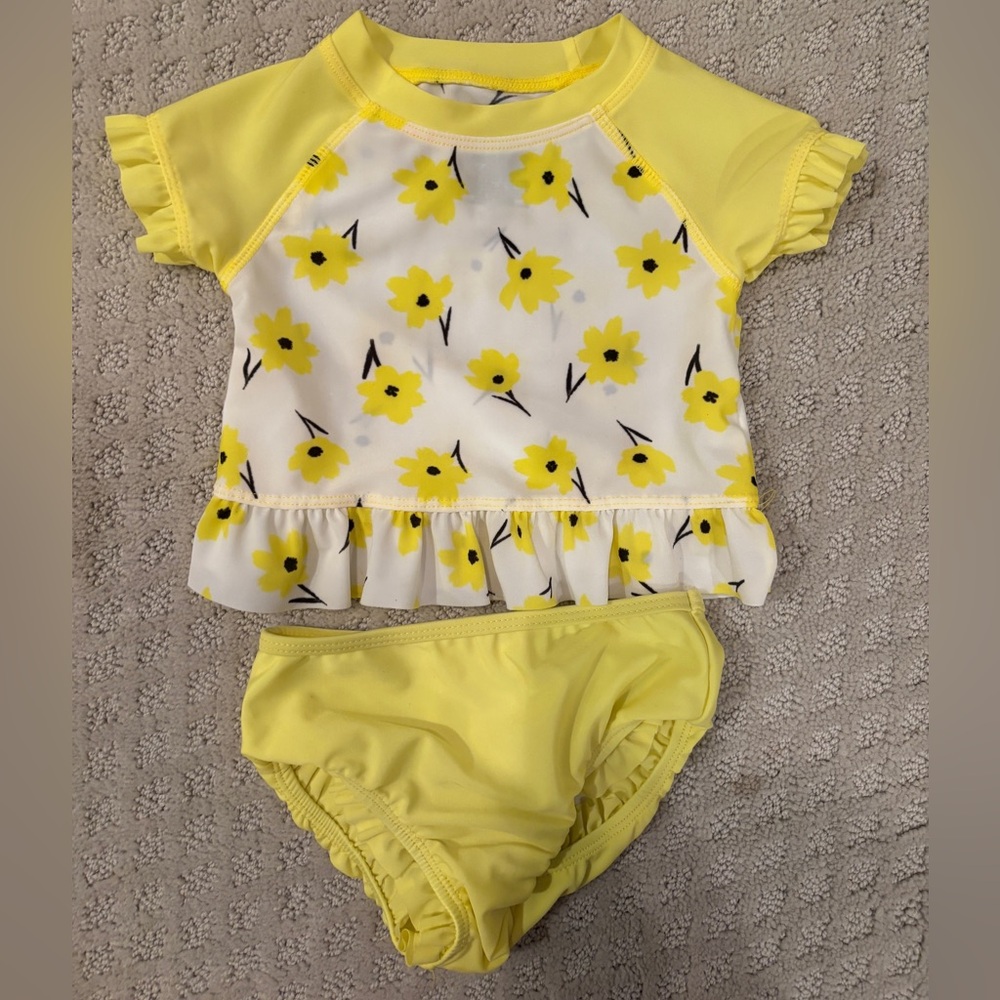 First Impressions Yellow Floral Kids Two Piece Swimsuit